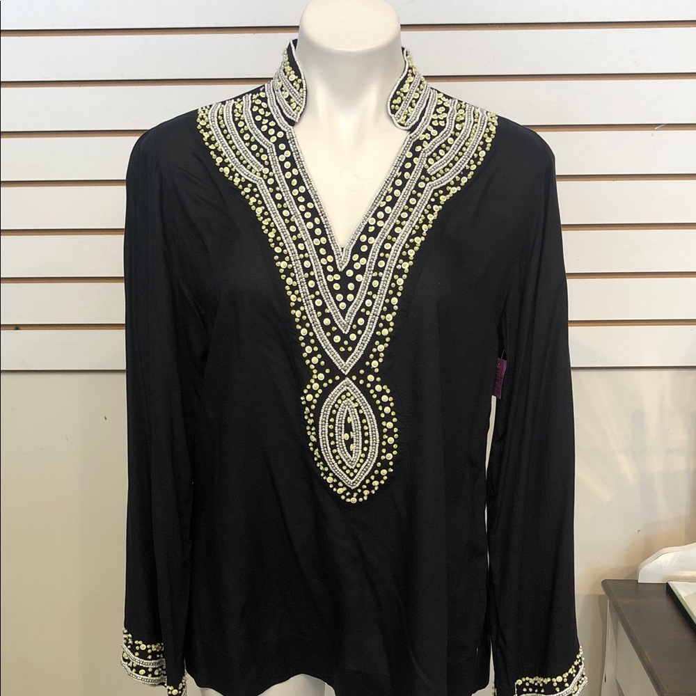 Soft Surroundings Black and White Embellished Tunic